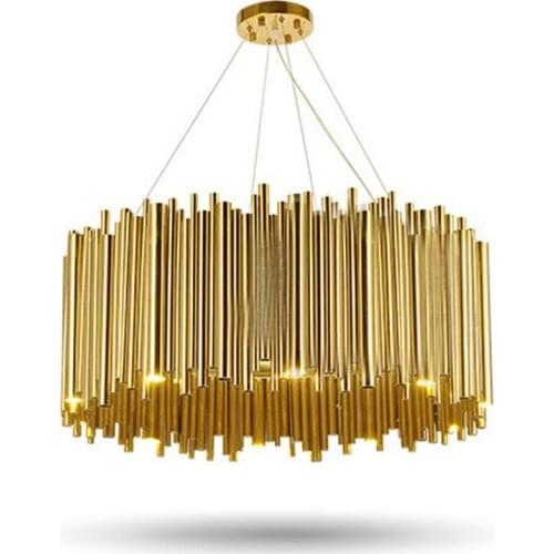 Luxury Round crystal chandelier lights post modern for living room gold LED Chandeliers lamps dinning room lighting