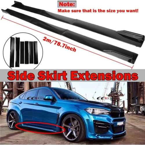 1 Pair 2M Universal Car Side Skirts Extension Rocker Panels Lip Splitters For Civic Benz BMW ABS Car Modified Kit Car Styling