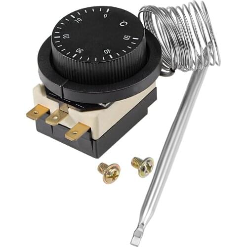 Uxcell 1NO 1NC 250/380V 16(2)A 0-50C Capillary Thermostat for Oven Refrigerator Heater, 1.5m Length, with 2 Screws