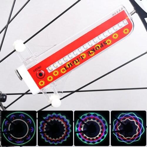 Bicycle Wheel Light 32 Colorful LEDs Cycling Bike Spoke Signal Lamp Warning Lantern 32 Patterns On/off Switch movement sensor