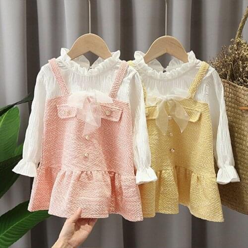 Girls Spring and Autumn Dress 202 Korean Style Childrens Ong Sleves Fashion Baby Doll Dress Kids Dresses for Girls