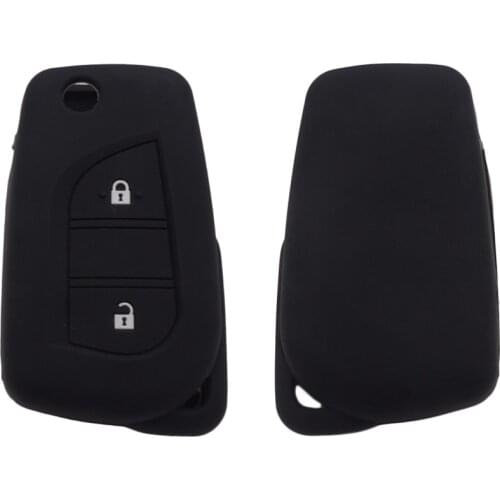 Xinyuexin Silicone Key Case Cover for Toyota Yaris Rav 4 2016 2017 for PEUGEOT 108 2 Buttons Remote Key Holder Car Keychain Case