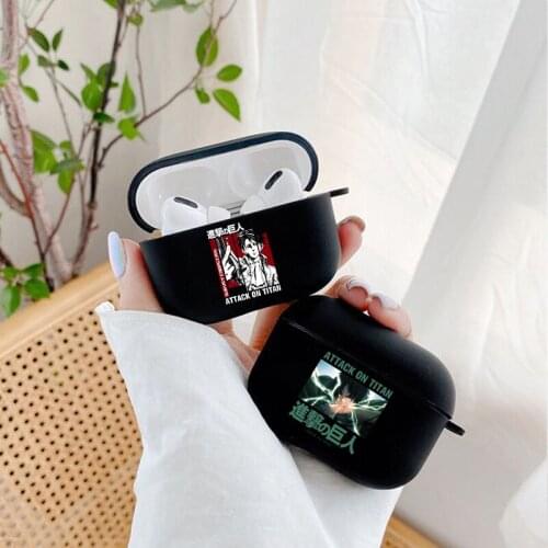 Japan Anime Attacking Giant BLACK TPU Bluetooth Earphone Airpods Cover for Airpods 2 Airpods1 Airpods pro 3