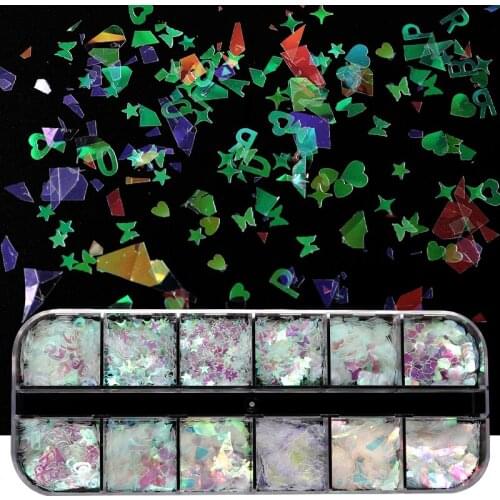 Spangles Nail Sequins Aurora AB Mermaid Nails Art Flakes Stunning Paillette Heart Butterfly Star Spring Sticker Decoration Tips