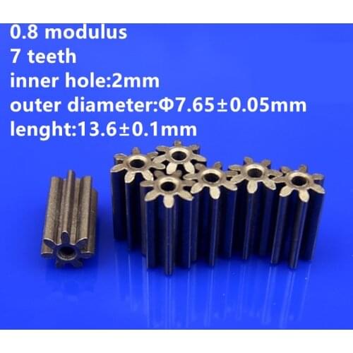 10pcs/lot 0.8 Modulus 7 Teeth Inner Bore 2mm Motor Gear for Motor Model Accessories Metal Gear