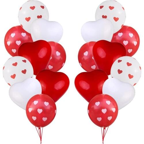 20pcs Romantic Pink White Heart Round Balloons DIY Latex Ballons Valentines Day Wedding Party Ceremony Festival Garden Decor