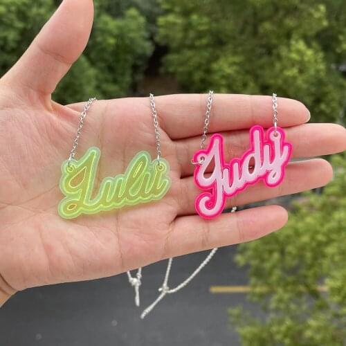 2021 New Acrylic Bubble Necklaces Custom Name Necklace Women Colorful summer Letter Pendant Necklace Gift