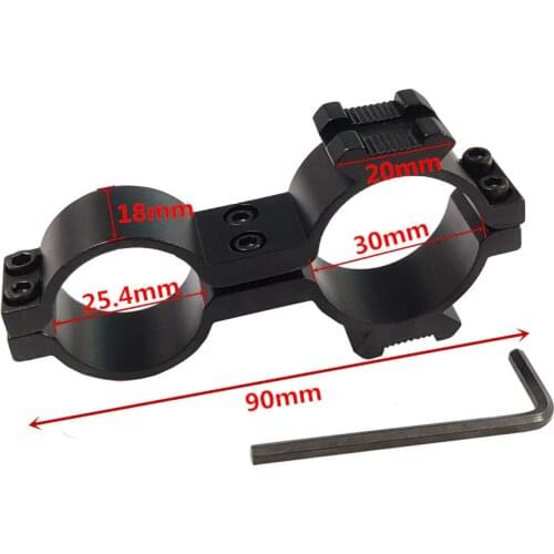 25.4mm 30mm Dual Scope Ring Double Rings Flashlight Scope Tube Sight Mount 20mm Side Rail for Rifle Tactical Hunting Accessories