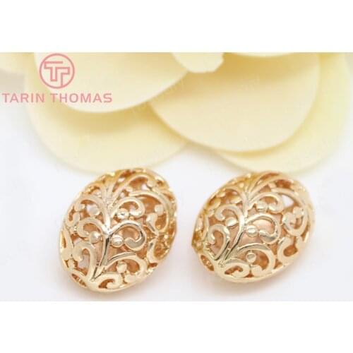 2PCS 20x16MM 24K Champagne Gold Color Plated Brass Oval Spacer Beads Bracelet Beads High Quality Diy Jewelry Accessories