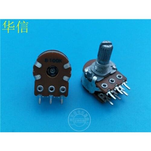 4pcs for LG 148-type Double potentiometer B100K / Handle length 15MM / Flower shaft / White shell