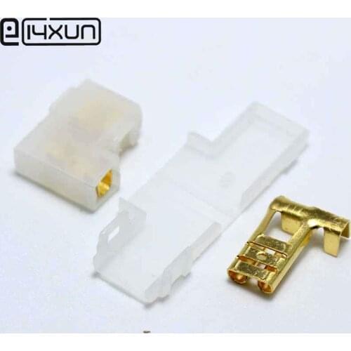 5sets Brass 6.3mm Right Angle Flag Female Crimp Terminal with Case for 18AWG - 13AWG Wire for Car Auto