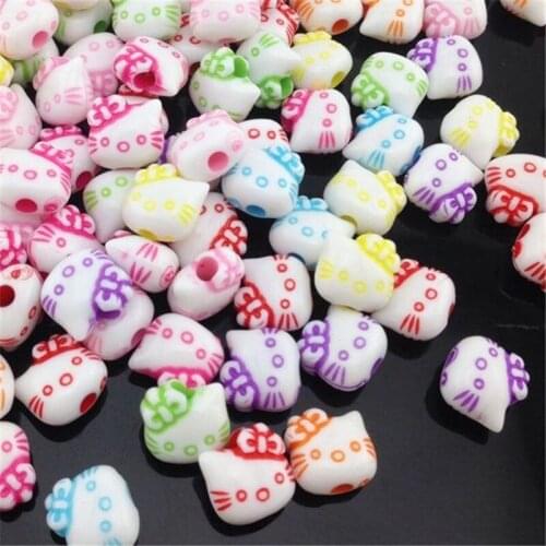 50/100pcs 11mm Mix Color Acrylic Cube Cat Alphabet Beads spacer