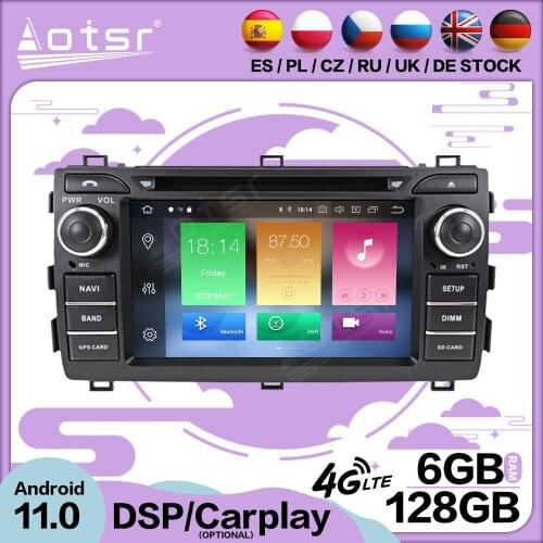 6+128G Carplay Android 11 For Toyota Auris 2013 2014 2015 Car Multimedia GPS Video Player Radio Receiver Audio Stereo Head Unit