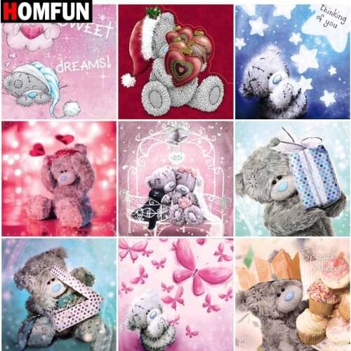 HOMFUN Diy 5d Diamond Painting "Cartoon bear theme" Cross Stitch Square Round Diamond Embroidery Handwork Rhinestone Art