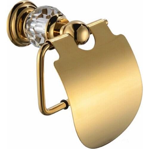 Free shipping gold finish Big crystal Roll holder / toilet Paper holder