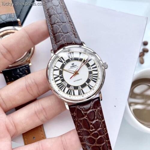 Rome Dial 41mm Very Thin Automatic Mechanical Mens Watch Stainless Steel Silver Case Men Watch Sapphire Glass Clock A71