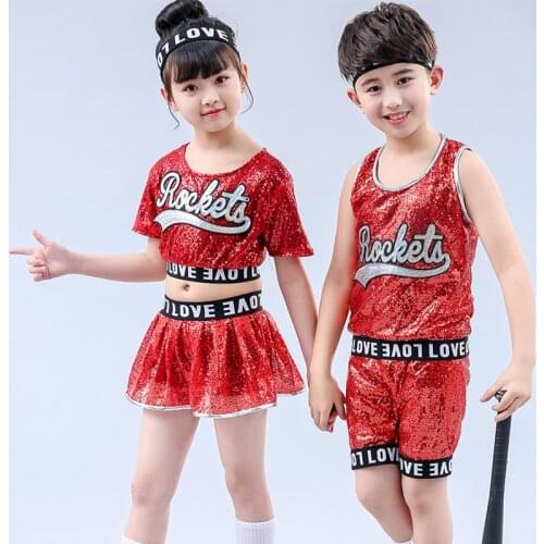 Songyuexia Children Dance Paillette Hip Hop Performance Clothing Girl Catamite Modern Dance Hip-hop Jazz dance Costumes