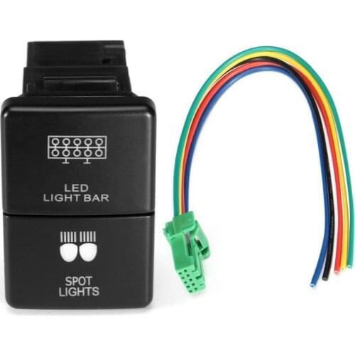 DC12-24V Dual Spot Driving LED Light Bar Push Switch Button For Landcruiser Prado