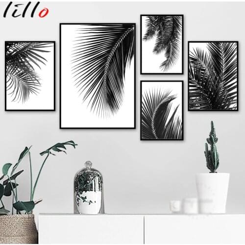 Minimalist canvas painting for wall, minimalist art on palm trees, Nordic plants and prints for living room decor