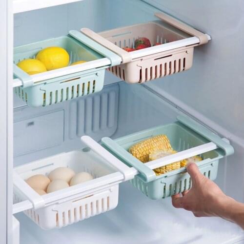 Stroage Box Adjustable Stretchable Fridge Organizer Fresh Spacer Layer Storage Rack Drawer Basket Refrigerator Pull-Out Drawers