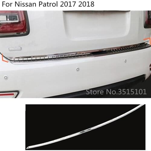 Car cover Stainless steel Rear tail door bottom tailgate Trunk Lid Tail Gate trim 1pcs For Nissan Patrol 2017 2018 2019 2020