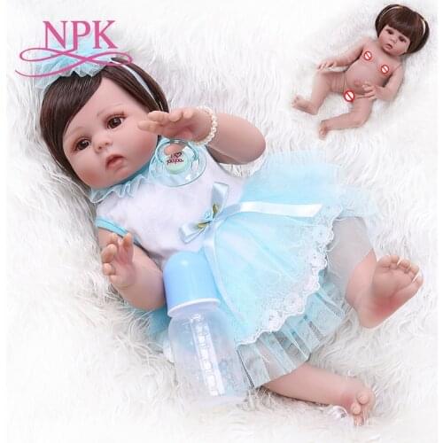 NPK 48CM newborn bebe doll reborn baby girl full body silicone soft realistic doll Bath toy waterproof Anatomically Correct