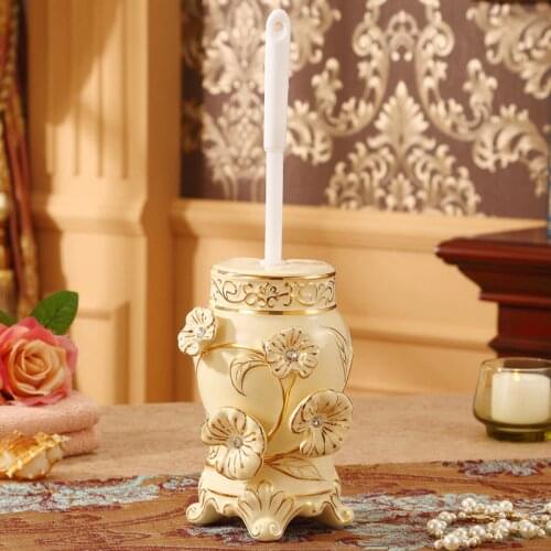 Toilet Brush Holder Set Ceramic Luxury With Diamonds Toilet Brush Lavatory Cleaning Tools Set Bathroom Accessories Hardware