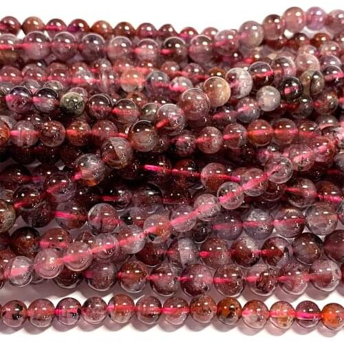 Veemake Natural Genuine Auralite Super 23 Crystal Round Loose Gemstone Beads For Jewelry Making DIY Necklaces Bracelets 07039
