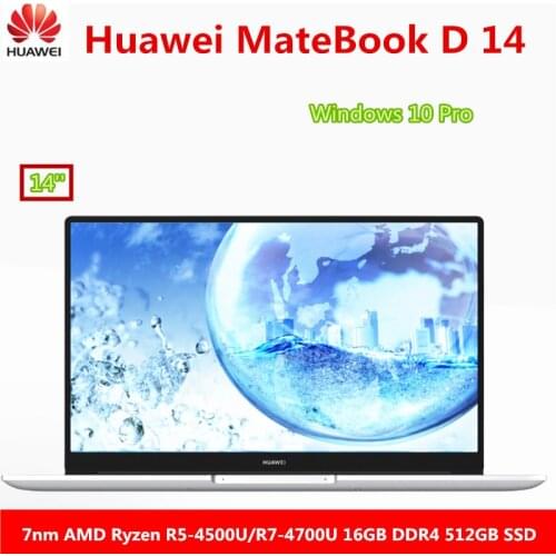 Huawei MateBook D 14 Laptop 14 inch 2020 Notebook 7nm AMD Ryzen r5-4500U/r7-4700U 16GB DDR4 512GB SSD Windows 10 Pro English