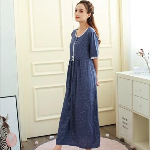 New loose dress women short sleeve summer nightgown casual home wear clothes cotton long nightdress female night wear nightshirt