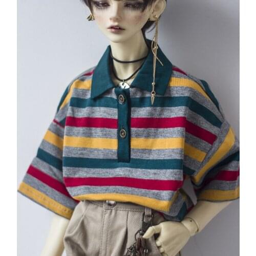 New BJD Doll Clothes striped T-shirt Red and blue for 1/3 1/4 uncle Loosed fashion Doll Clothes accessories