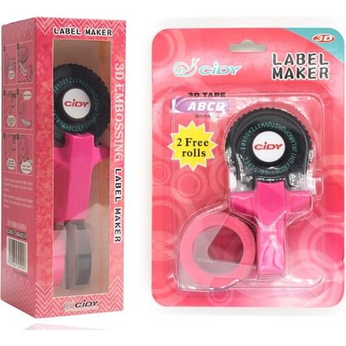 Pink Cidy C101 Manual Label Makers for 9mm 3D Embossing Plastic Label Tapes Mini Handhold Typewriter Replacement of Motex E101