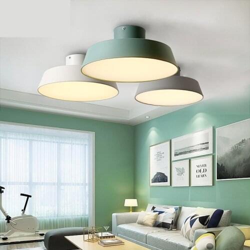 Nordic Minimalist Modern Lamps For Living Room Aisle Restaurant Creative Led Macarons Circular light Ceiling Lamp 220V