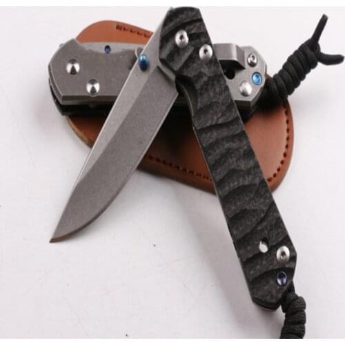 Chris Reeve Carbon Fiber Version Big Sand Folding Knife Titanium Alloy Handle D2 Blade Outdoor Survivcal Hunting Camping Tool
