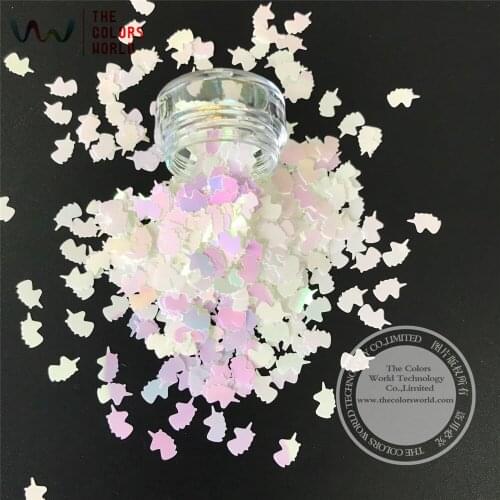 TCI03 Unicorn Shape 6MM Size Pearlescent Indescent White Pink Light Colors Glitter For Nail Glitter Nail Art Decoration Makeup