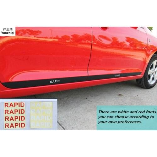 Carbon fibre 4pcs/lot Door erasure decoration sticker Car Styling for Skoda 2014-2017 Rapid / Rapid Spaceback