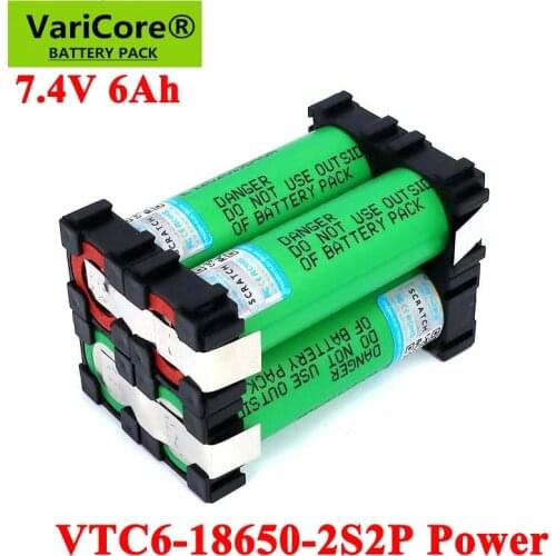 VariCore 5V/7.4V 18650 VTC6 2S2P 6000mAh 20 amps For wireless Screwdriver batteries DIY weld battery pack