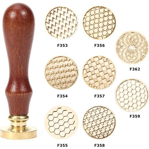 Wax Seal Antique Stamp Geometric Pattern Sealing Wax Wood Handle Envelope Decor for Wedding Parties Invitations Presents