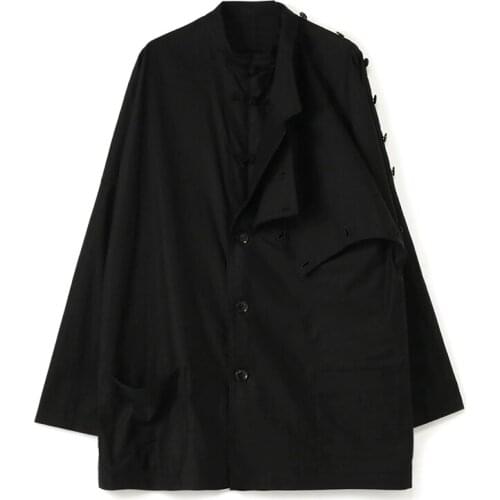 XS-6XL 2021 Mens fashion Hair Stylist walk-show Detachable black buckle double layer multi threading Suit plus size costumes