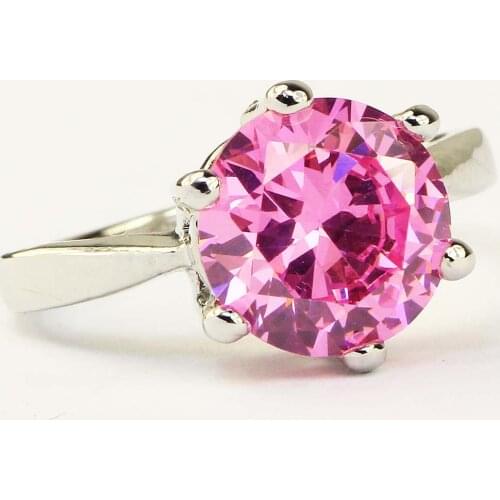 YaYI Fashion Womens Jewelry Ring Pink Zircon Silver Color Engagement Ring wedding gift