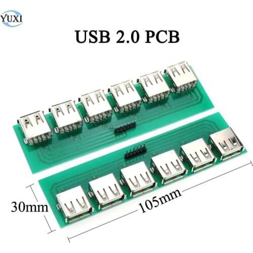 YuXi 1pcs USB 2.0 To DIP Adapter 6pin connector 6 USB Female Connector B Type PCB Converter Breadboard USB switch Board SMT