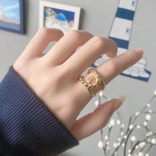 VENTFILLE 925 Sterling Silver Ring For Women Female INS Simple Handmade Opening Dots Cross Shape Finger Fashion Jewelry