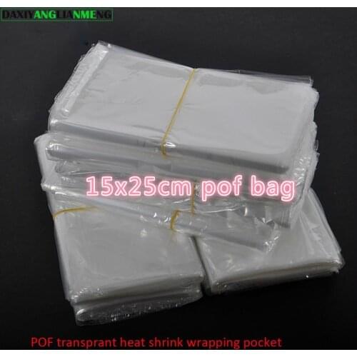 300pcs/lot 15x25cm Clear Transparent Shrink Wrap Package Heat Seal Bag POF Gift packing plastic bags for comestic bottles boxes