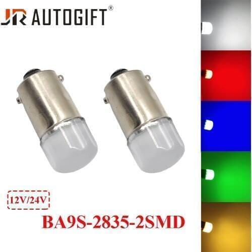 200PCS BA9S T4W 2835 Green LED Car Light Bulb Interior Car LED License Plate light 2 LED 2835 SMD DC12V/24V White Red Blue