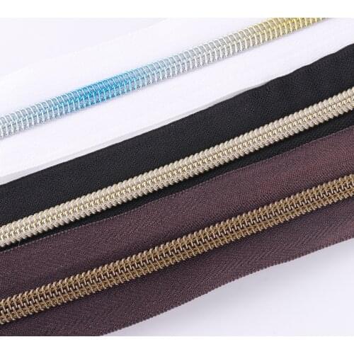 No 5# Rainbow Nylon Tape Zip Coil DIY Universal Brown Zipper Replacement for bag Kit