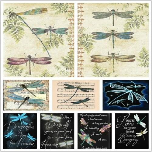 5d diamond painting dragonfly pttern full square drill mosaic artwork 3d round diamond embroidery scenery crafts stickers