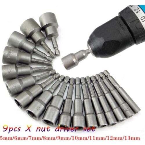 9pcs/set 5mm-13mm Hex Socket Sleeve Nozzles Nut Driver Set