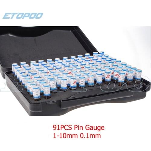 91pcs/lot 1.000~10.000mm Steel Pin Gauge pin Measuring Tool step 0.1mm hole Measuring Tools