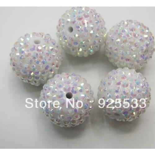Free Shipping 100pcs Large Size 22mm Pink Resin Shamballa Rhinestone Ball Beads Fit Chunky Necklace & Bracelet DIY