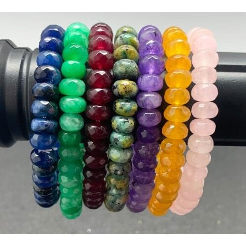 Momiji Natural Stone Abacus Beads Bracelet Jewelry Men Women Amethyst Lapis Lazuli Elastic Charm Bracelet Bangle Wholesale Price